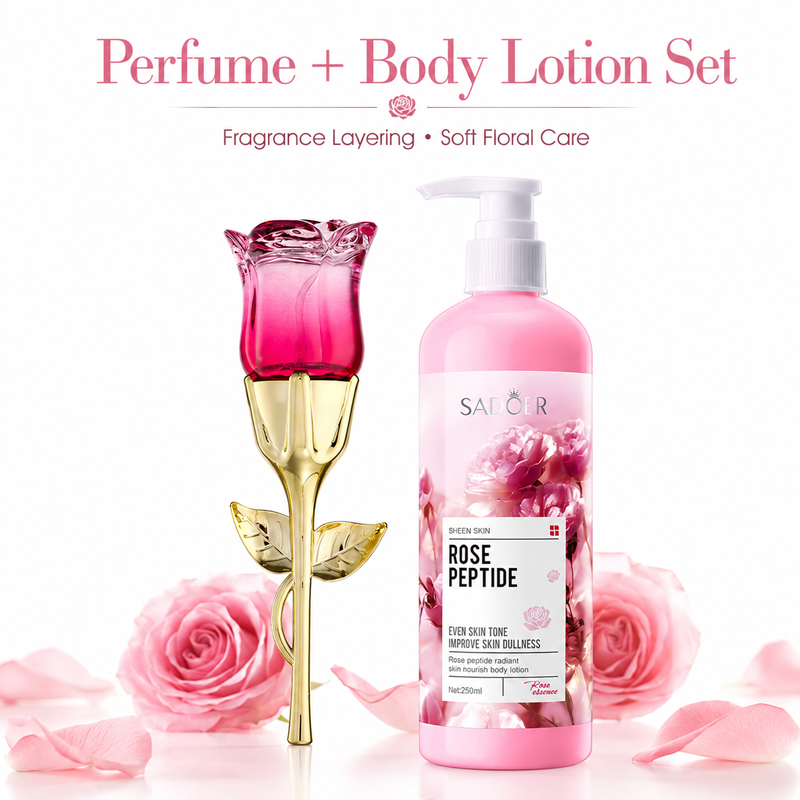 Perfume Fragrance Moisturizer - Rose Perfume & Body Lotion Set